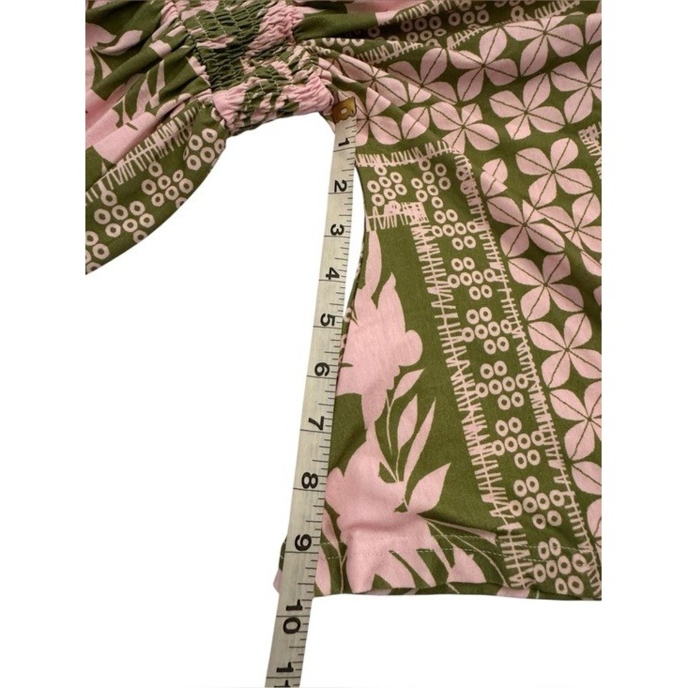 Unbranded Green & Pink Floral Boho Tropical Maxi Dress Kimono Sleeve Size Small - Picture 10 of 13